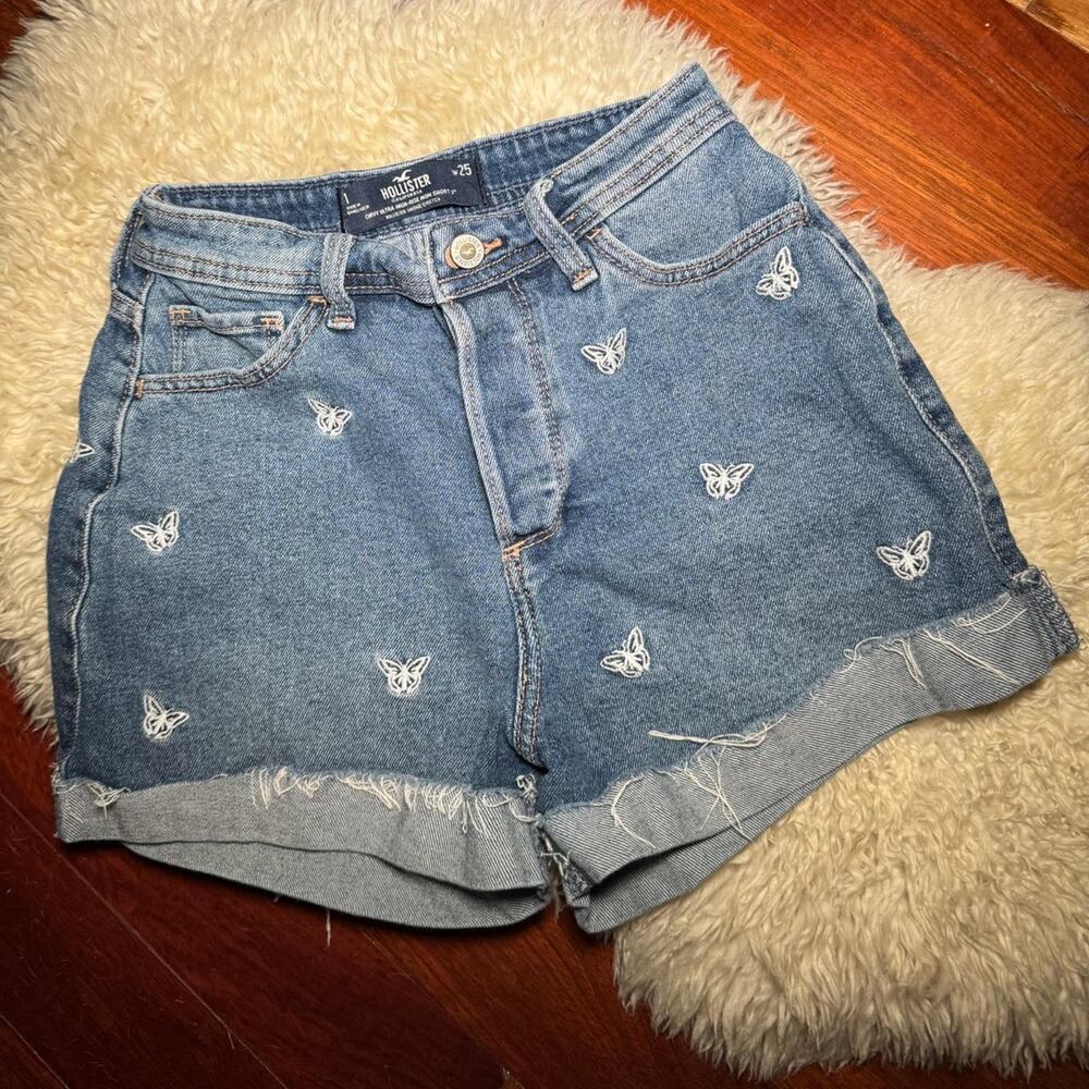 💥 y2k Hollister curvy ultra high-rise mom shorts 3" W25 festival concert D5